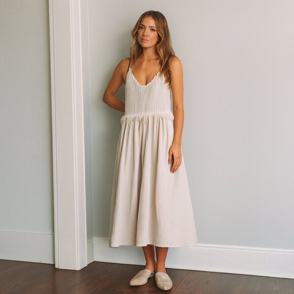 Vince Dresses & Skirts - Vince Crochet Fringe Maxi Dress Boho Festival Resort Ivory Sz S Lined